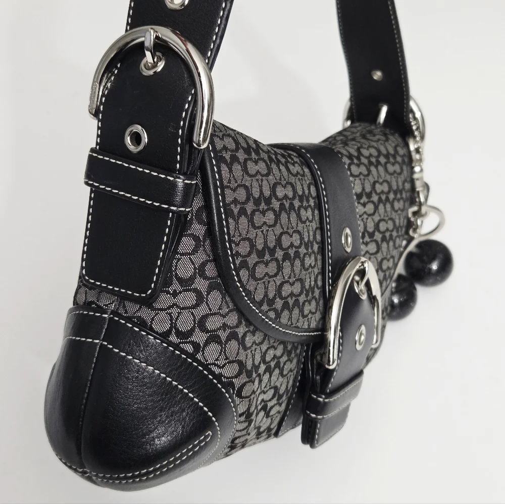 EXCELLENT VINTAGE COACH Y2K MINI SIGNATURE SOHO BUCKLE FLAP SHOULDER BAG 6818 - Picture 6 of 11